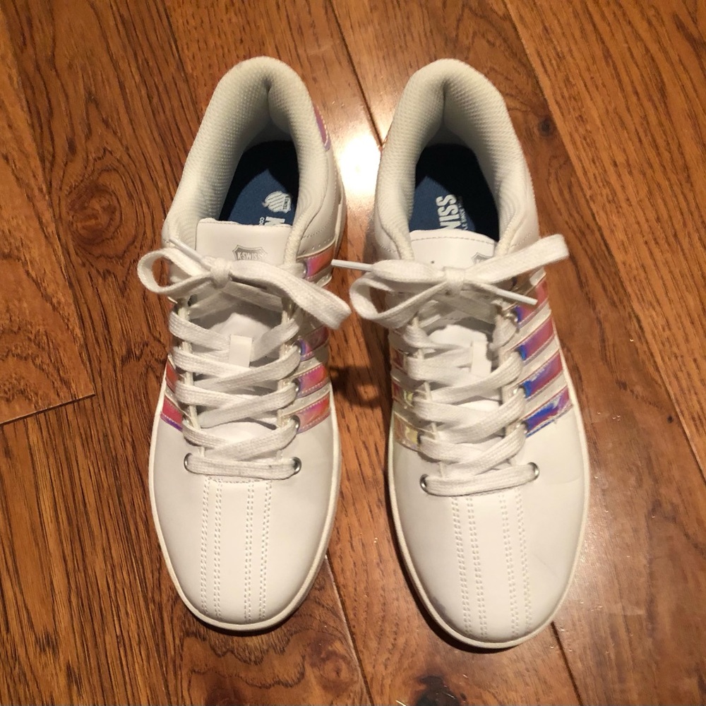 K-Swiss Women's White Sneakers with Metallic Stripes